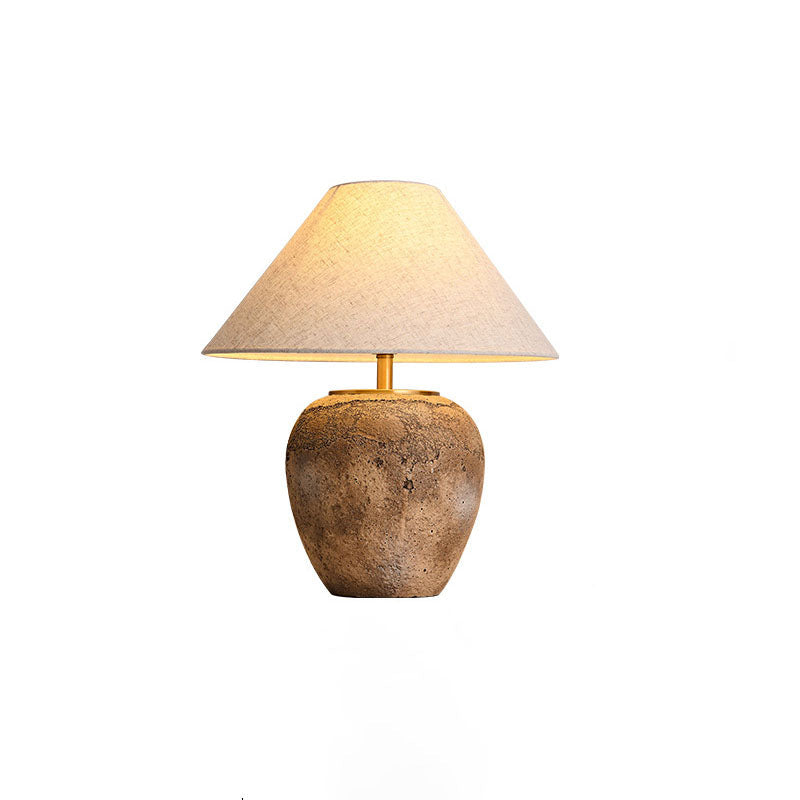 Shabby Chic Cone Fabric Ceramic Table Lamp 1-Light for Bedroom-Lighting > Table Lamps-casanuva-casanuva