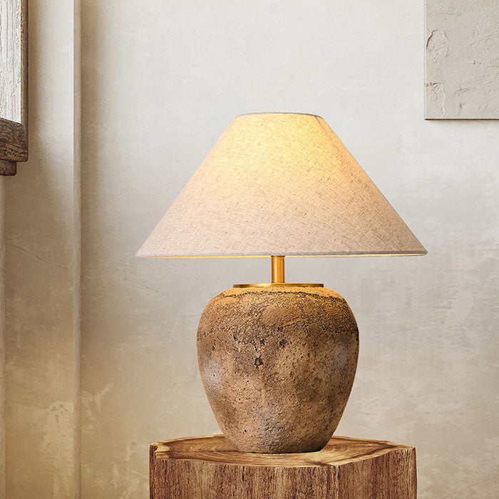 Shabby Chic Cone Fabric Ceramic Table Lamp 1-Light for Bedroom-Lighting > Table Lamps-casanuva-casanuva