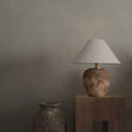 Shabby Chic Cone Fabric Ceramic Table Lamp 1-Light for Bedroom-Lighting > Table Lamps-casanuva-casanuva
