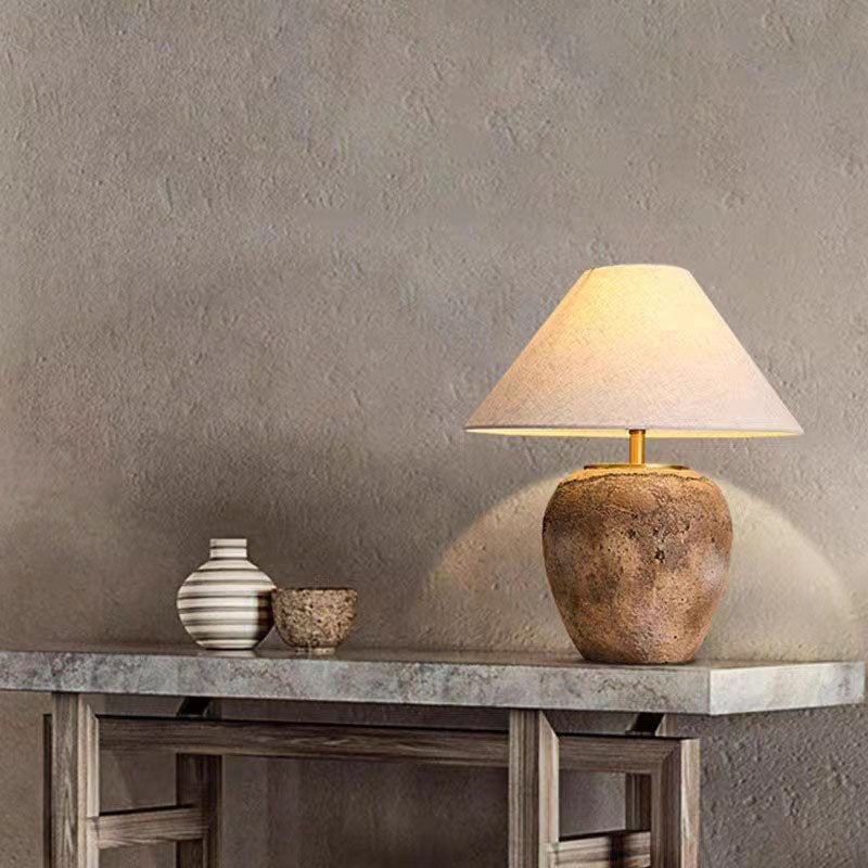 Shabby Chic Cone Fabric Ceramic Table Lamp 1-Light for Bedroom-Lighting > Table Lamps-casanuva-220V-240V-casanuva