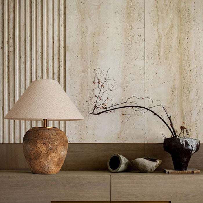 Shabby Chic Cone Fabric Ceramic Table Lamp 1-Light for Bedroom-Lighting > Table Lamps-casanuva-casanuva