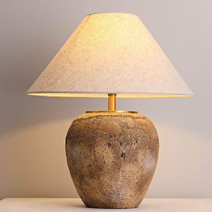 Shabby Chic Cone Fabric Ceramic Table Lamp 1-Light for Bedroom-Lighting > Table Lamps-casanuva-casanuva