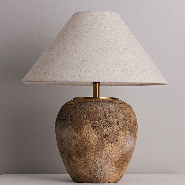 Shabby Chic Cone Fabric Ceramic Table Lamp 1-Light for Bedroom-Lighting > Table Lamps-casanuva-casanuva