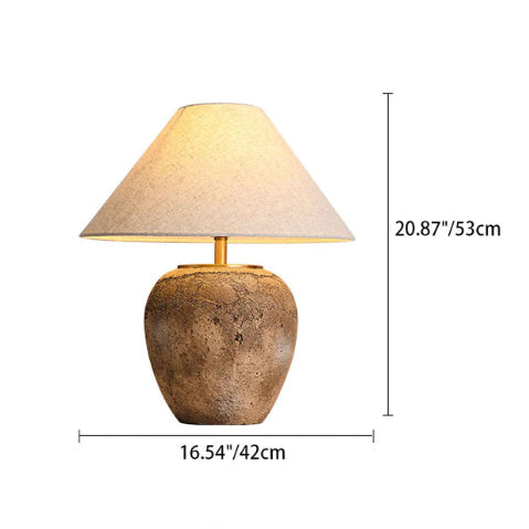 Shabby Chic Cone Fabric Ceramic Table Lamp 1-Light for Bedroom-Lighting > Table Lamps-casanuva-casanuva