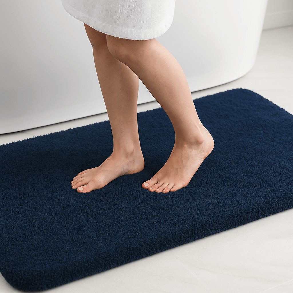 Shaggy Non-Slip Bath Mat Quick Dry-Bedding & Bath > Bath Mats-casanuva-Dark Blue-41cm x 61cm-casanuva