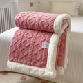 Sherpa Fleece Blanket Plush Soft Warm Cozy-Bedding & Bath > Blankets-casanuva-Blush Pink-39"x59"-casanuva