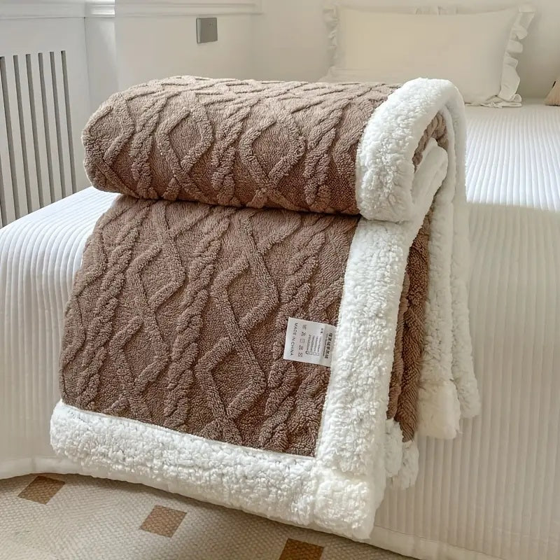 Sherpa Fleece Blanket Plush Soft Warm Cozy-Bedding & Bath > Blankets-casanuva-Espresso-39"x59"-casanuva