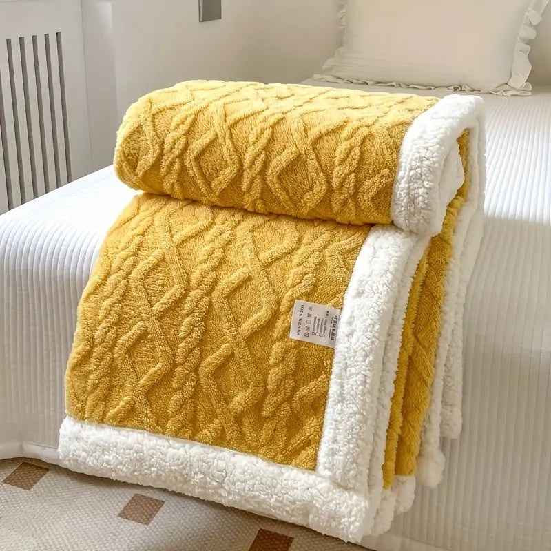 Sherpa Fleece Blanket Plush Soft Warm Cozy-Bedding & Bath > Blankets-casanuva-Golden Sunrise-39"x59"-casanuva