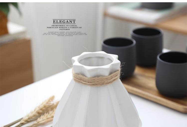 Short Matte Diamond Porcelain Ceramic Vase-Home Decor > Vases-casanuva-casanuva