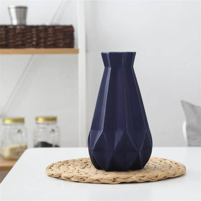 Short Matte Diamond Porcelain Ceramic Vase-Home Decor > Vases-casanuva-Large Blue-casanuva
