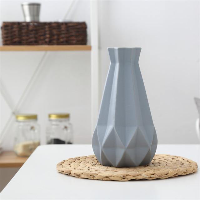Short Matte Diamond Porcelain Ceramic Vase-Home Decor > Vases-casanuva-Large Gray-casanuva