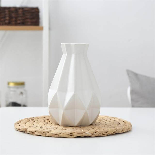 Short Matte Diamond Porcelain Ceramic Vase-Home Decor > Vases-casanuva-Medium White-casanuva