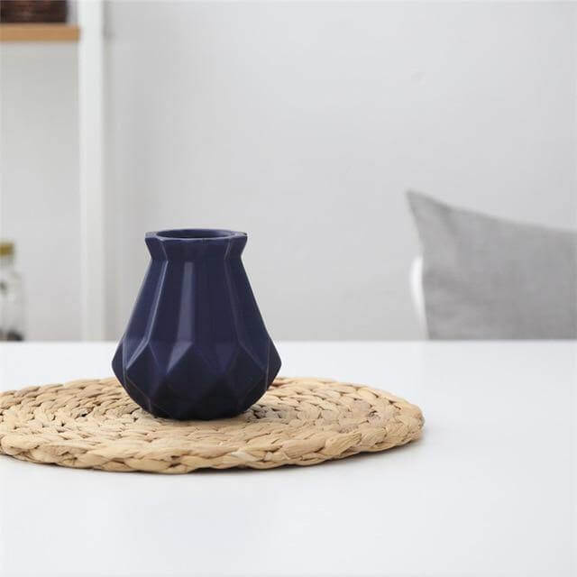 Short Matte Diamond Porcelain Ceramic Vase-Home Decor > Vases-casanuva-Mini Blue-casanuva