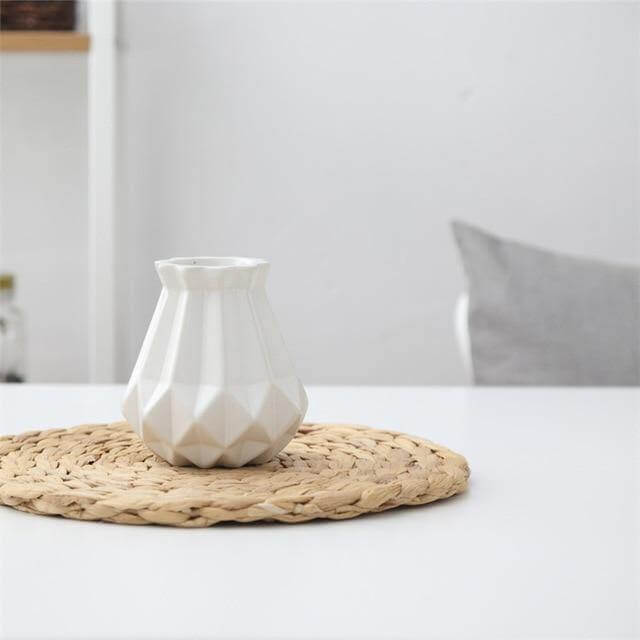 Short Matte Diamond Porcelain Ceramic Vase-Home Decor > Vases-casanuva-Mini White-casanuva