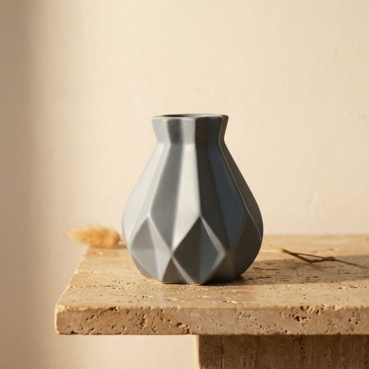 Short Matte Diamond Porcelain Ceramic Vase-Home Decor > Vases-casanuva-casanuva