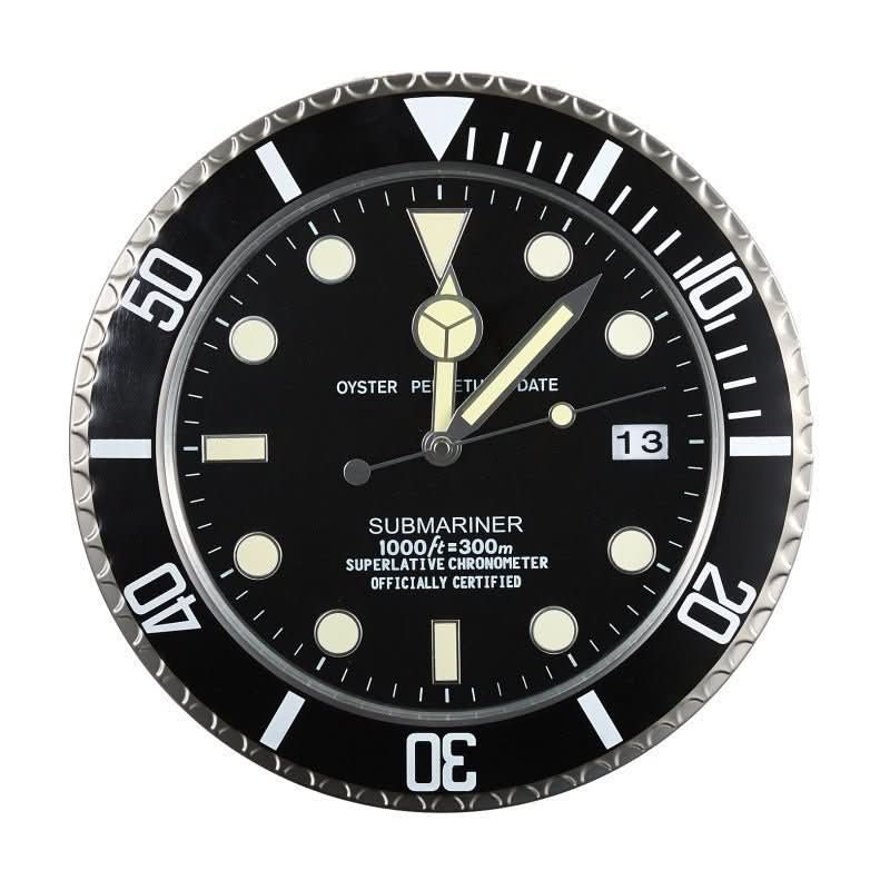 Silent Wall Clock Stainless Steel Frame Luminous Hands 33 cm-Home Decor > Clocks-casanuva-casanuva