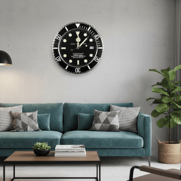 Silent Wall Clock Stainless Steel Frame Luminous Hands 33 cm-Home Decor > Clocks-casanuva-Style#1-casanuva