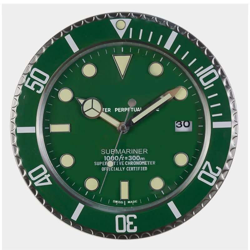Silent Wall Clock Stainless Steel Frame Luminous Hands 33 cm-Home Decor > Clocks-casanuva-Style#2-casanuva