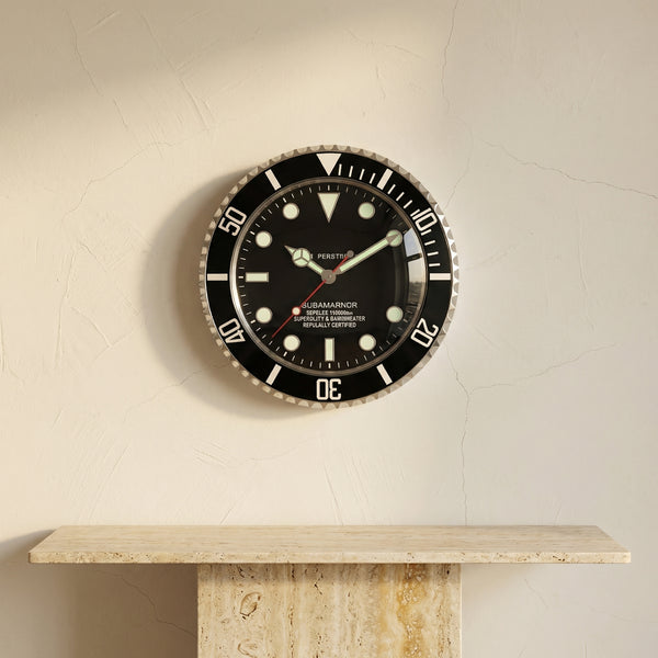 Silent Wall Clock Stainless Steel Frame Luminous Hands 33 cm-Home Decor > Clocks-casanuva-casanuva
