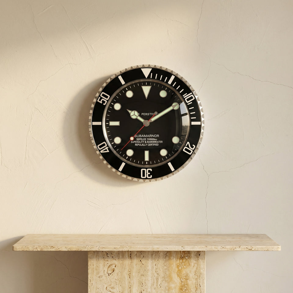 Silent Wall Clock Stainless Steel Frame Luminous Hands 33 cm-Home Decor > Clocks-casanuva-casanuva
