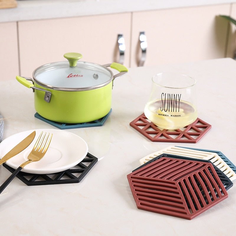 Silicone Geometric Coasters Set of 5 Heat Resistant Non Slip-Kitchen & Dining > Coasters-casanuva-casanuva