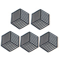 Silicone Geometric Coasters Set of 5 Heat Resistant Non Slip-Kitchen & Dining > Coasters-casanuva-Black-casanuva