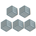 Silicone Geometric Coasters Set of 5 Heat Resistant Non Slip-Kitchen & Dining > Coasters-casanuva-Blue-casanuva