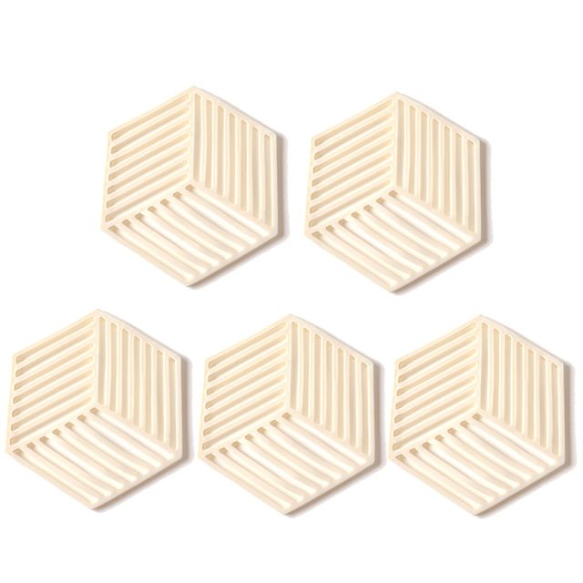 Silicone Geometric Coasters Set of 5 Heat Resistant Non Slip-Kitchen & Dining > Coasters-casanuva-White-casanuva