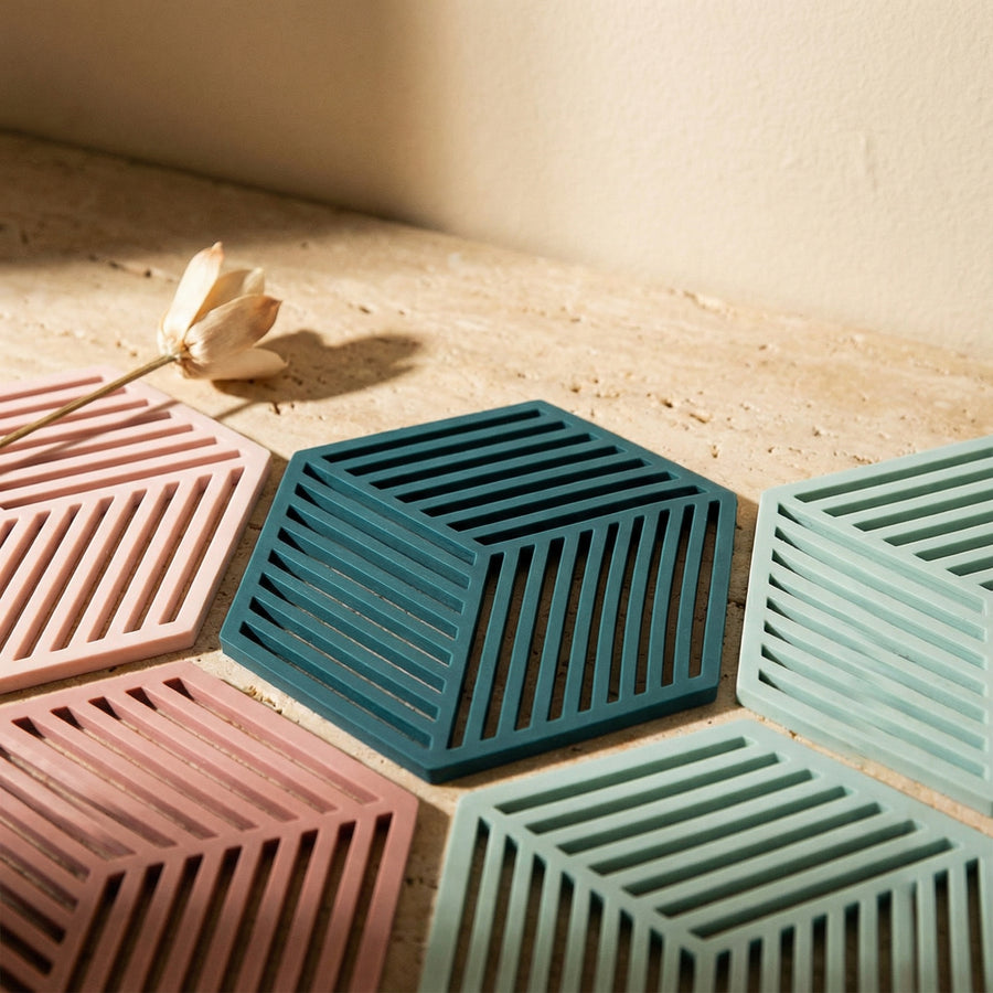 Silicone Geometric Coasters Set of 5 Heat Resistant Non Slip-Kitchen & Dining > Coasters-casanuva-casanuva