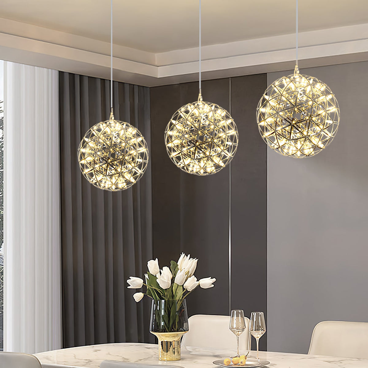 Silver Ball Pendant Light-Lighting > Pendant Lights-casanuva-casanuva