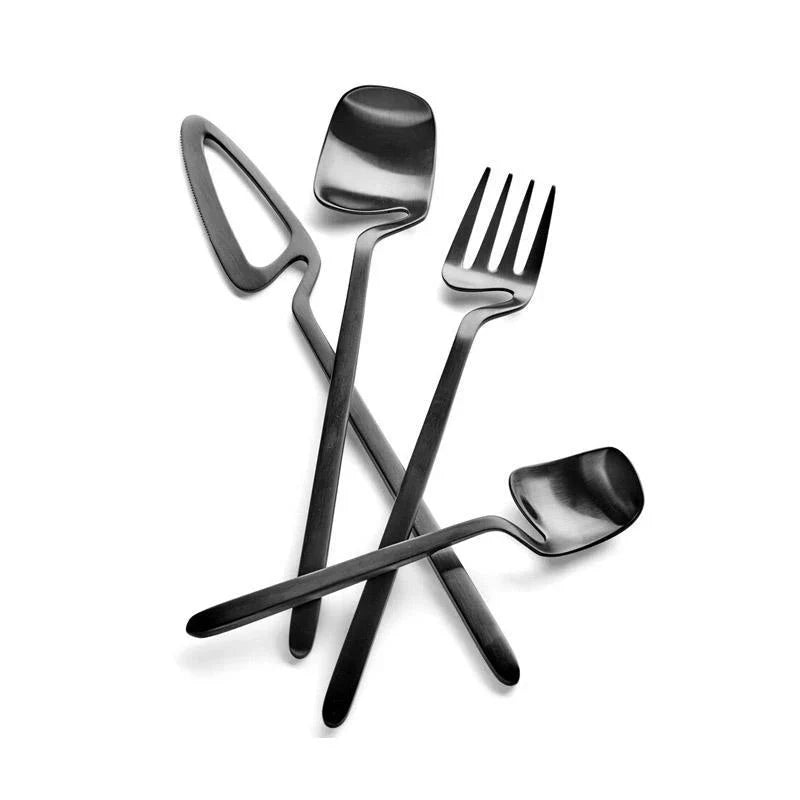 Skeleton Cutlery Set Luxe Stainless Steel Contemporary Design-Kitchen & Dining > Cutlery-casanuva-16 Pieces Set-Black-casanuva