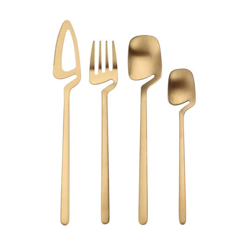 Skeleton Cutlery Set Luxe Stainless Steel Contemporary Design-Kitchen & Dining > Cutlery-casanuva-16 Pieces Set-Gold-casanuva