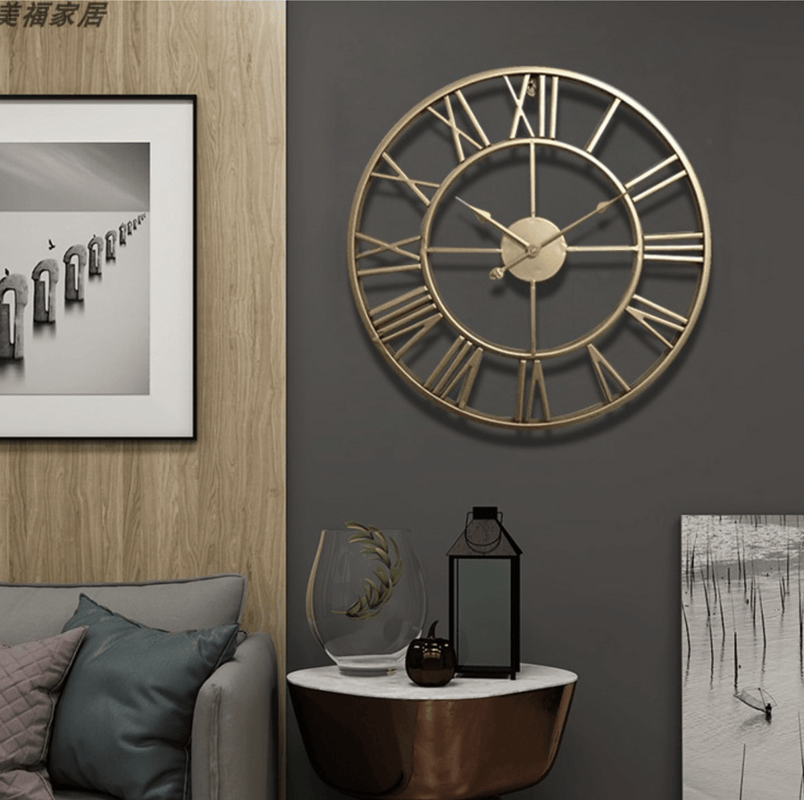 Skeleton Wall Clock Wrought Iron Silent Movement-Home Decor > Clocks-casanuva-Gold - 40 x 40 cm-casanuva