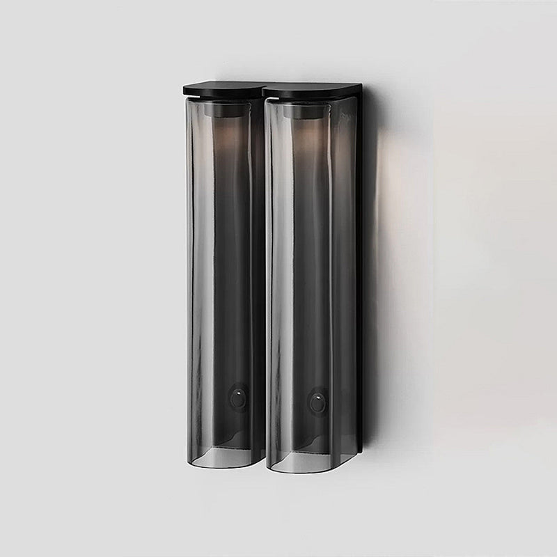 Slim LED Wall Lamp-Lighting > Wall Lights-casanuva-2 heads 2 heads 16.5cmx31-Black + Smoke gray glass-Warm Light-casanuva