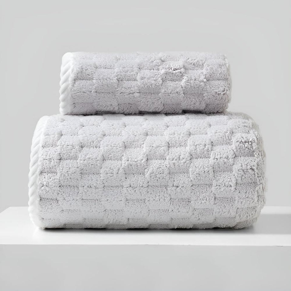 Soft Fleece Bath Towels-Bedding & Bath > Bath Towels-casanuva-Gray-14"x29"+ 33"x59"-casanuva