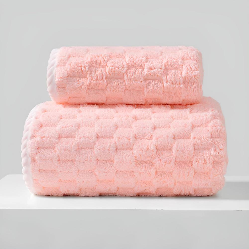 Soft Fleece Bath Towels-Bedding & Bath > Bath Towels-casanuva-Pink-14"x29"+ 33"x59"-casanuva