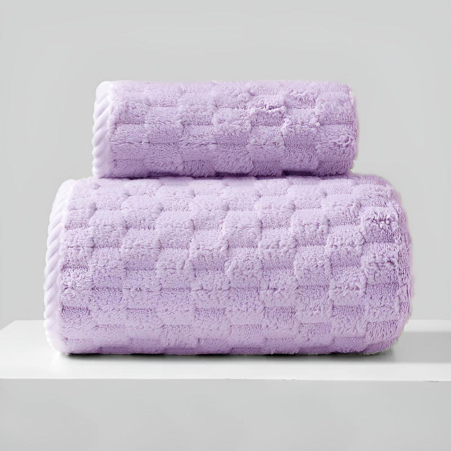Soft Fleece Bath Towels-Bedding & Bath > Bath Towels-casanuva-Purple-14"x29"+ 33"x59"-casanuva