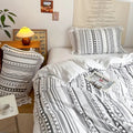 Soft Stripe Duvet Set with Tassels 3 Piece Set-Bedding & Bath > Bedding Sets-casanuva-casanuva