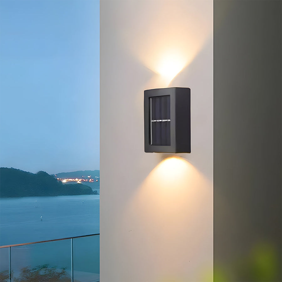 Solar Black Up Down Outdoor Wall Light IP55-Lighting > Outdoor Lighting-casanuva-casanuva