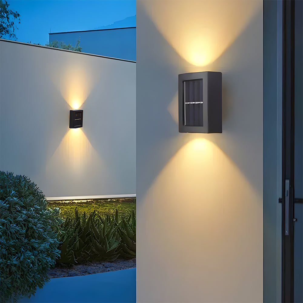 Solar Black Up Down Outdoor Wall Light IP55-Lighting > Outdoor Lighting-casanuva-Black-L11cm*W8.3cm-Warm Light-casanuva
