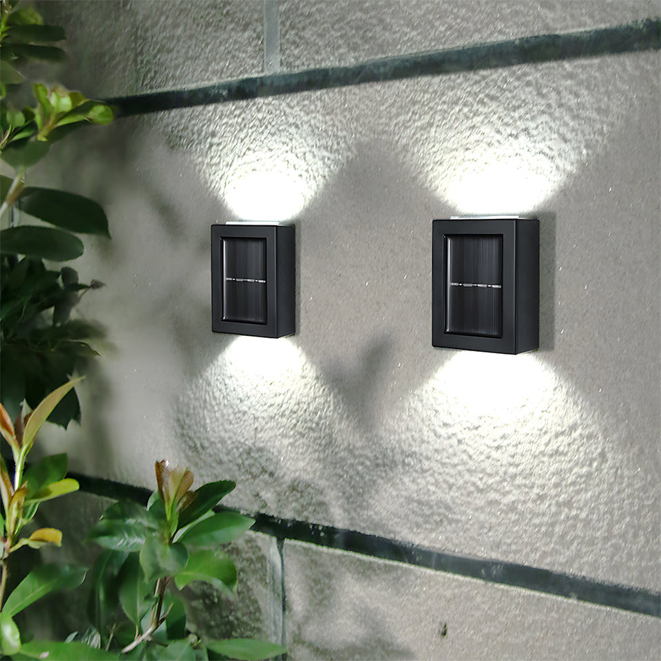 Solar Black Up Down Outdoor Wall Light IP55-Lighting > Outdoor Lighting-casanuva-Black-L11cm*W8.3cm-White Light-casanuva