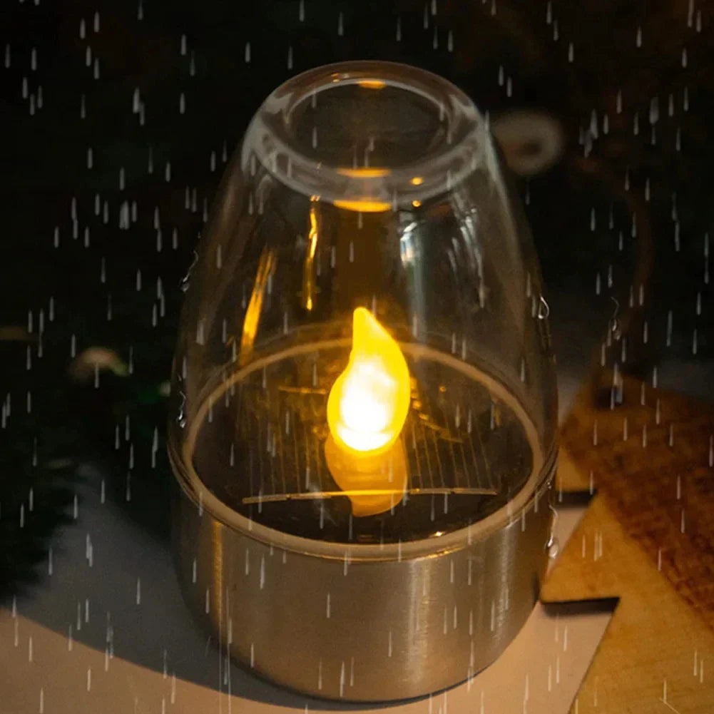Solar Candle Light Stainless Steel Warm White LED for Garden Terrace Balcony-Lighting > Outdoor Lighting-casanuva-casanuva