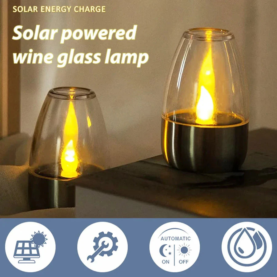Solar Candle Light Stainless Steel Warm White LED for Garden Terrace Balcony-Lighting > Outdoor Lighting-casanuva-casanuva