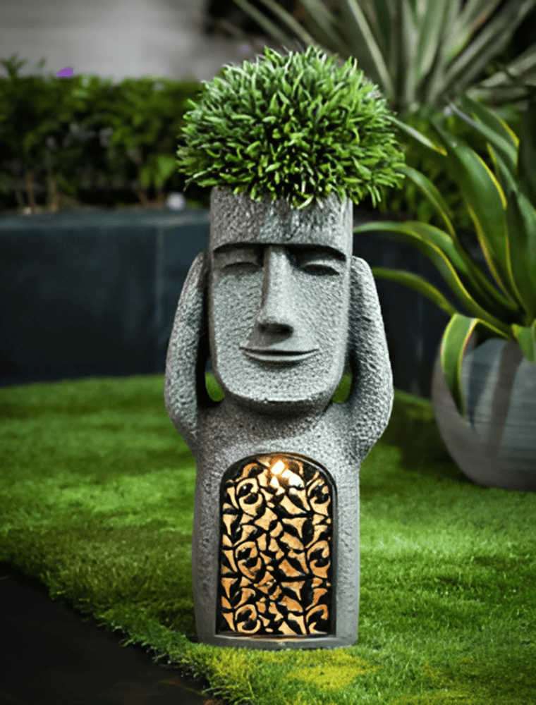 Solar Garden Sculpture Stone Effect Human Figures Set-Home Decor > Sculptures & Figurines-casanuva-Hear-casanuva