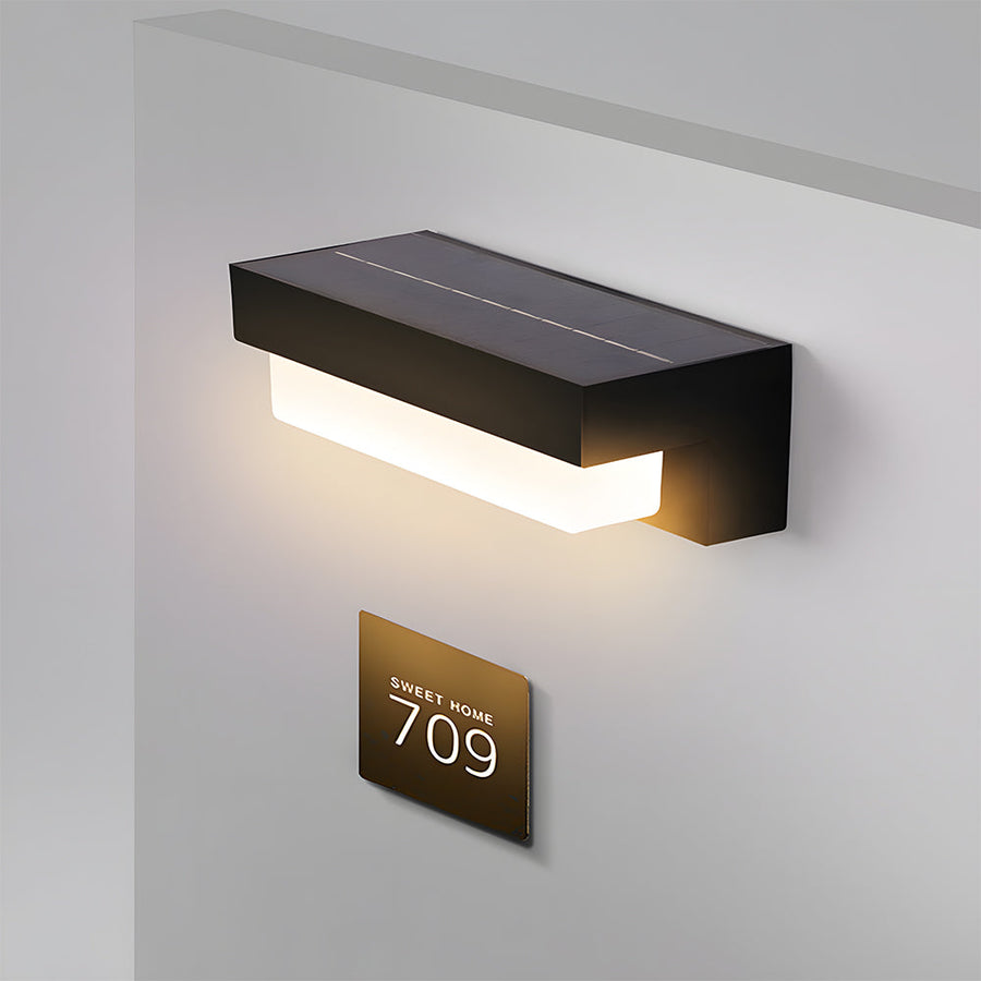 Solar LED Outdoor Wall Light Black Finish-Lighting > Outdoor Lighting-casanuva-Black-L17cm*W7.5cm-3 Colour Changing-casanuva