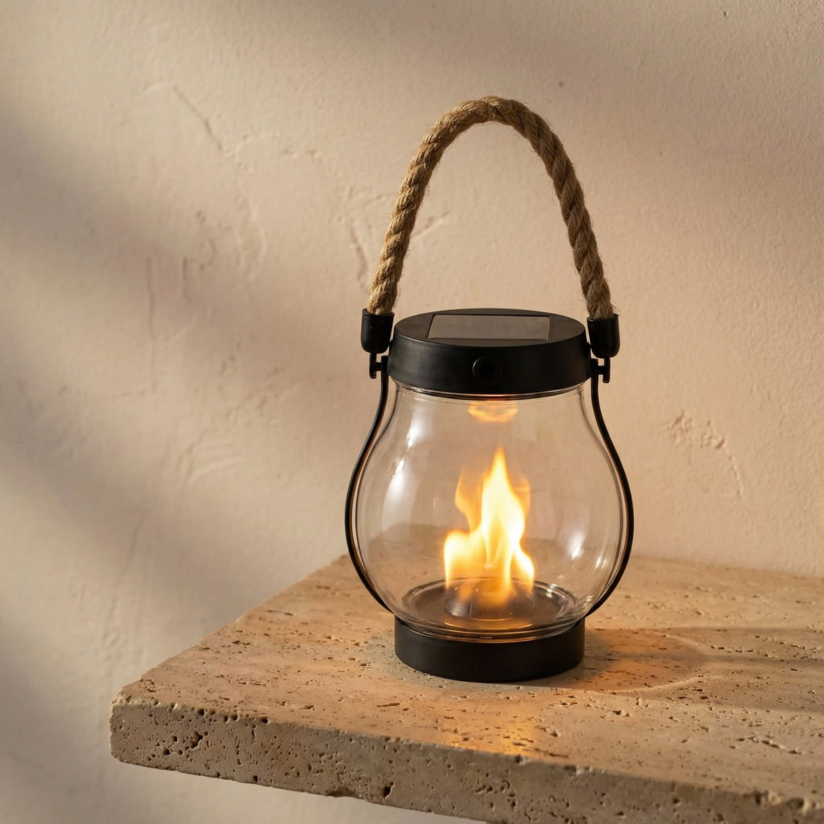 Solar Lantern with Flame Effect-Lighting > Outdoor Lighting-casanuva-casanuva