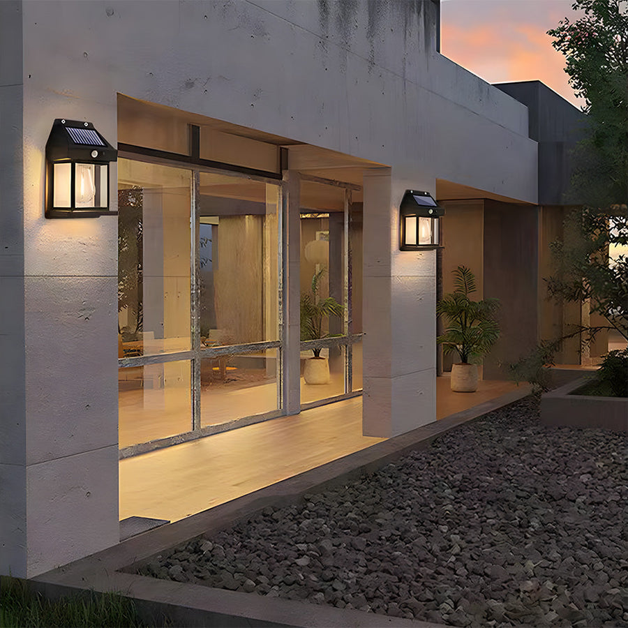 Solar Outdoor Wall Light with PIR Sensor for Front Porch Security-Lighting > Outdoor Lighting-casanuva-casanuva