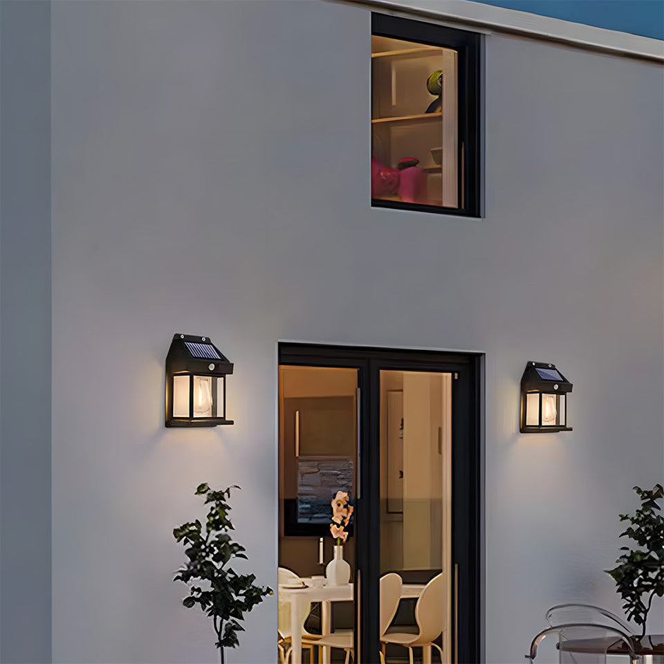 Solar Outdoor Wall Light with PIR Sensor for Front Porch Security-Lighting > Outdoor Lighting-casanuva-casanuva