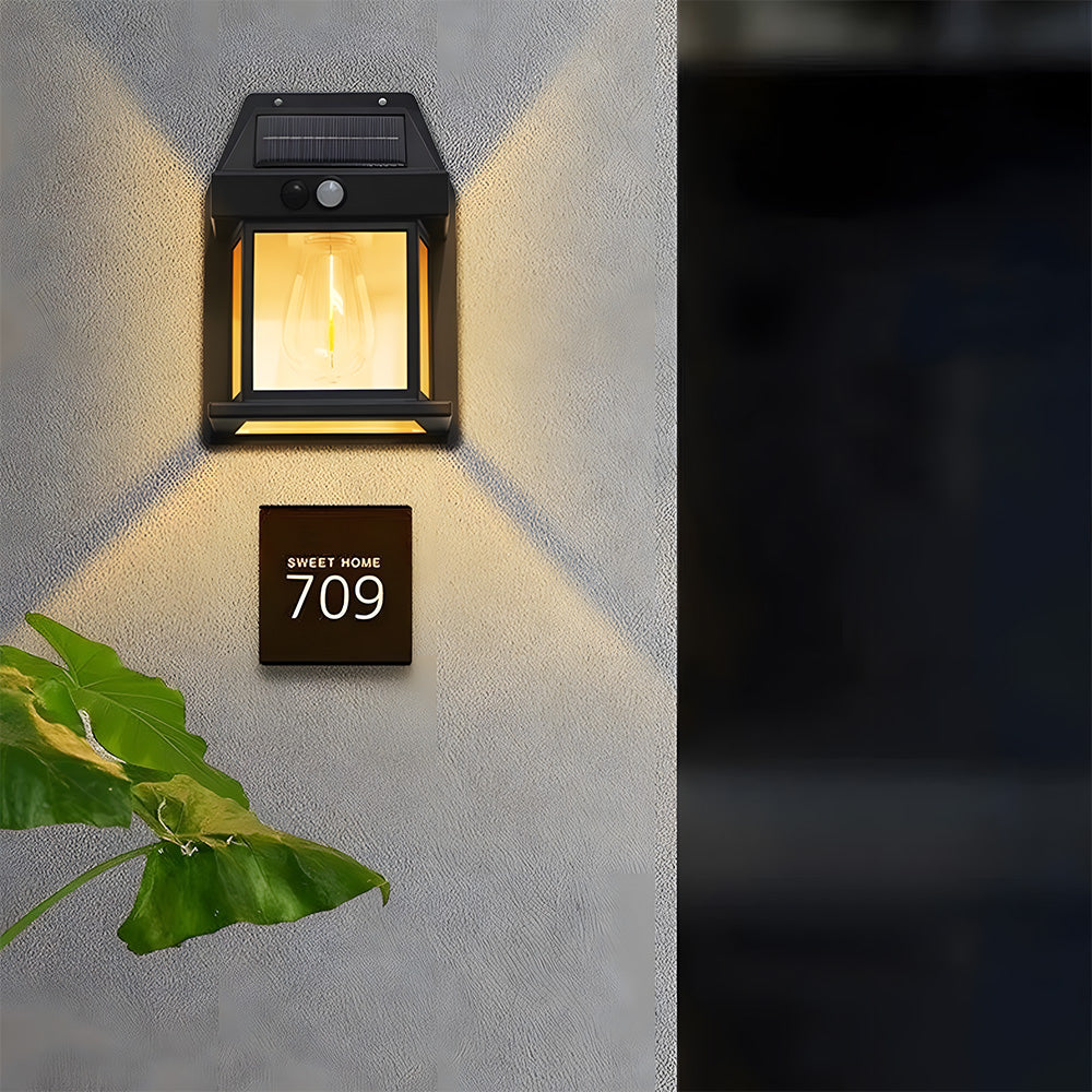 Solar Outdoor Wall Light with PIR Sensor for Front Porch Security-Lighting > Outdoor Lighting-casanuva-casanuva