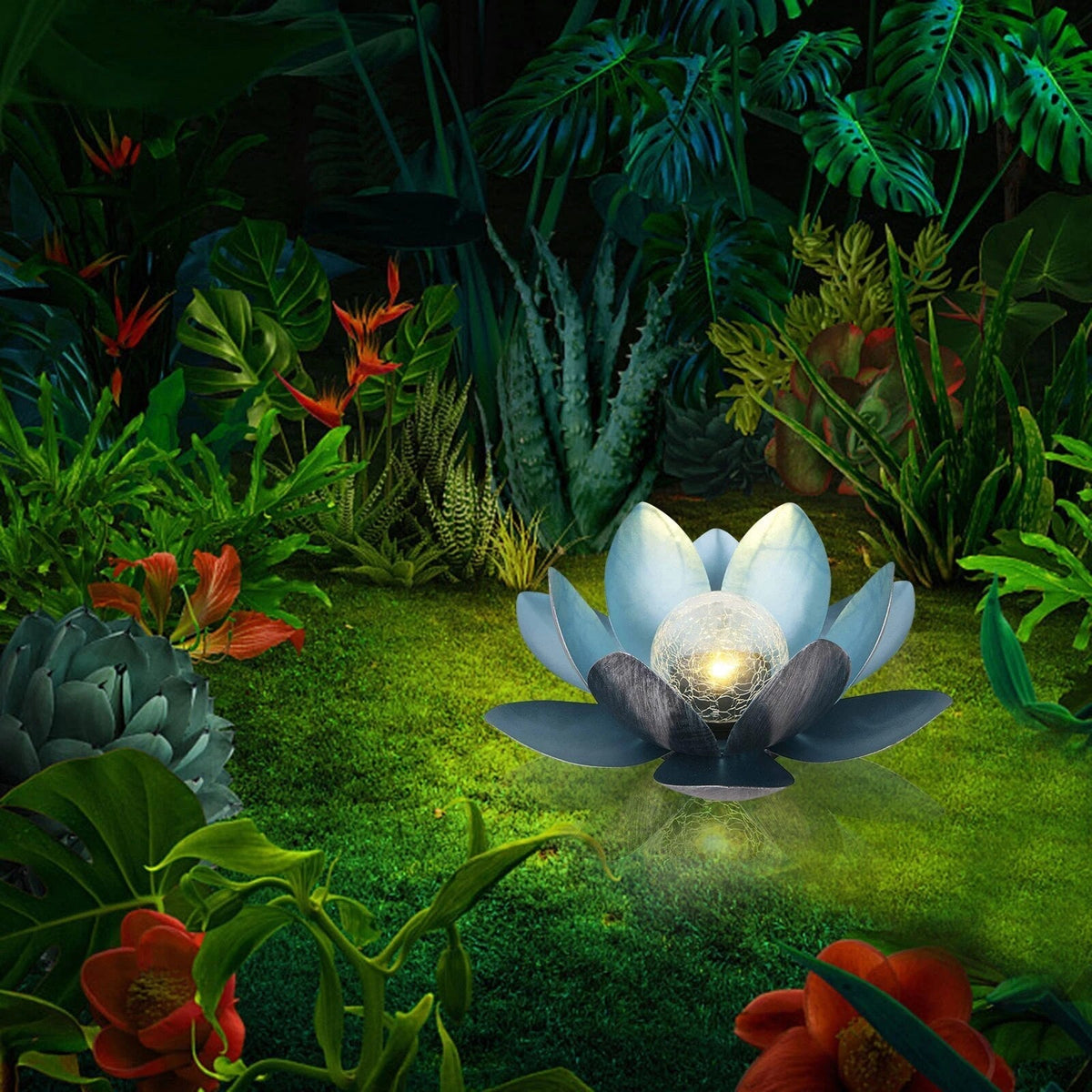 Solar-Powered Lotus Light Outdoor Decorative Lantern-Lighting > Outdoor Lighting-casanuva-casanuva